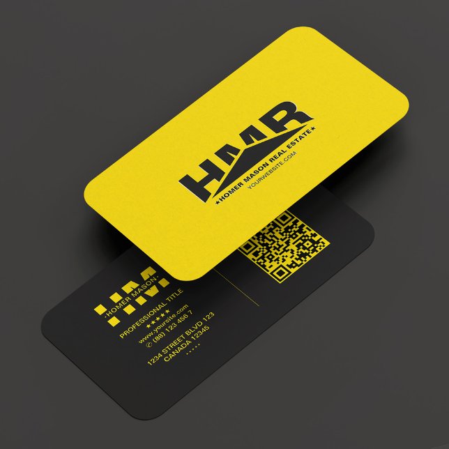 Bautriangle Black Yellow Modern Visitenkarte (Contractor Monogram Triangle Black Yellow Modern Business Card
)
