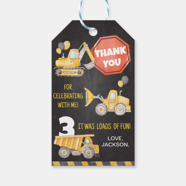 BAUTrucks Geburtstag Vielen Dank Tag Geschenkanhänger (Vorderseite)