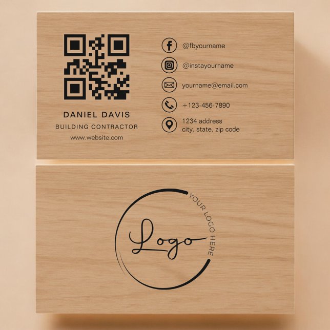 Bauunternehmer Holz Professional QR Code Visitenkarte (Von Creator hochgeladen)
