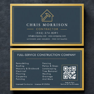 Bauunternehmer Metallischer QR-Code Visitenkarte