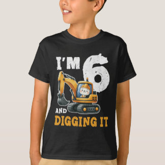 Bauwagen 6. Geburtstag 6 Jahre alt T-Shirt