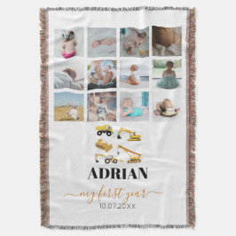 Bauwagen Baby First Year Foto Collage Decke