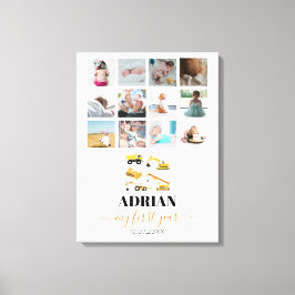 Bauwagen Baby First Year Foto Collage Leinwanddruck