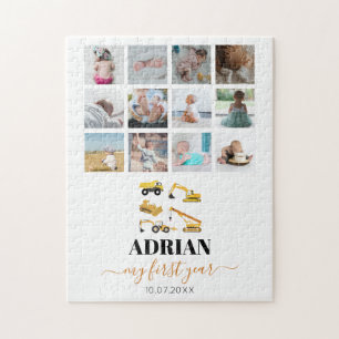 Bauwagen Baby First Year Foto Collage Puzzle
