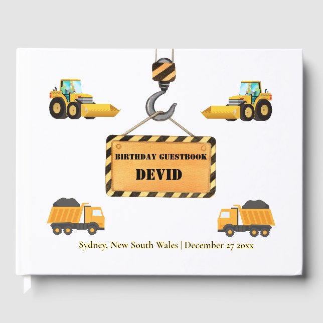 Bauwagen Birthday Gästebuch (Vorderseite)