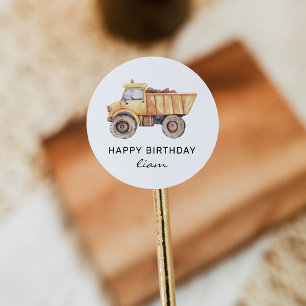 Bauwagen Birthday Moderne Minimal Runder Aufkleber