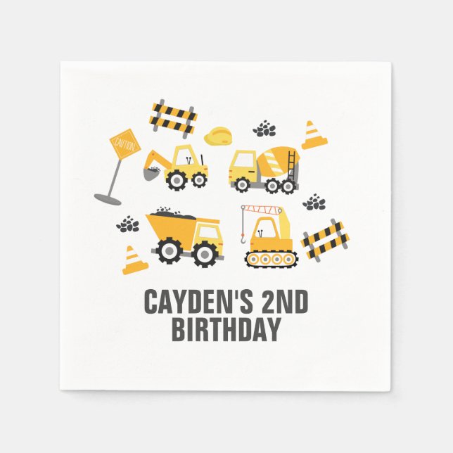Bauwagen Birthday Napkins Serviette (Vorderseite)
