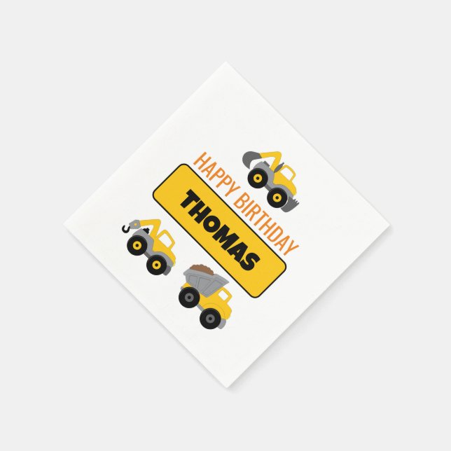Bauwagen Geburtstag Serviette (Ecke)