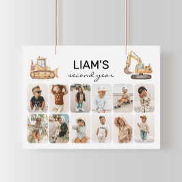 Bauwagen Geburtstagsfoto Collage Poster