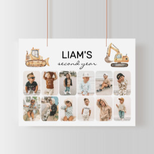 Bauwagen Geburtstagsfoto Collage Poster