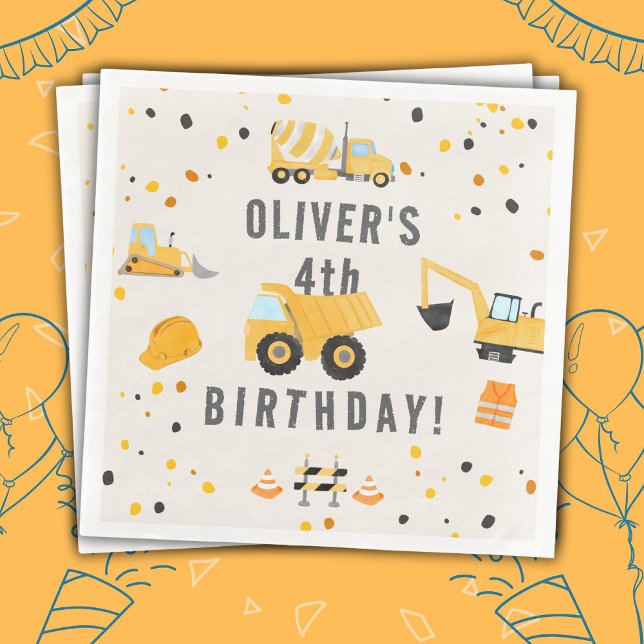 Bauwagen Geburtstagspartei Serviette (Von Creator hochgeladen)