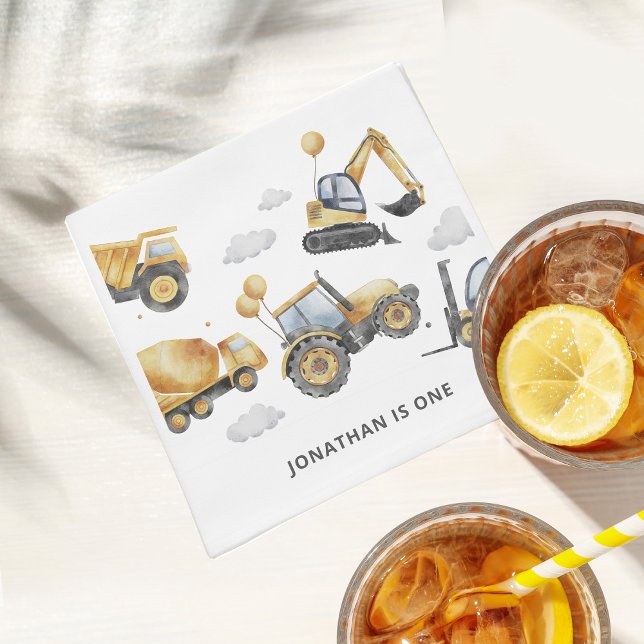 Bauwagen Junge 1. Geburtstag Party Serviette (Von Creator hochgeladen)