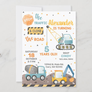 Bauwagen Junge Einladung zum Geburtstag.