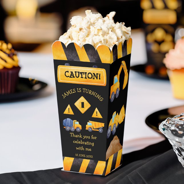 Bauwagen Jungen Geburtstagsparty Geschenkschachtel (Construction trucks boys birthday party popcorn favor boxes monogrammed personalized favor box )