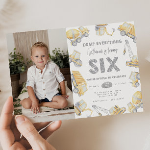Bauwagen SIX 6. Geburtstagsparty Einladung