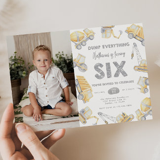 Bauwagen SIX 6. Geburtstagsparty Einladung