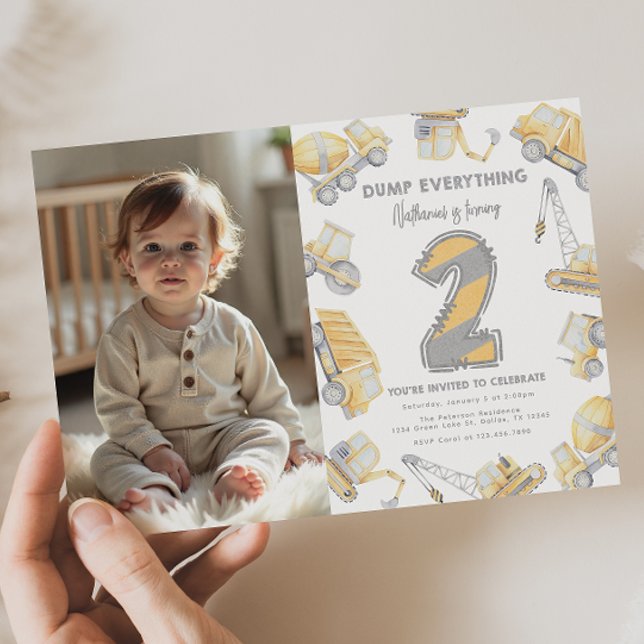 Bauwagen Zweites Party zum 2. Geburtstag Einladung (Von Creator hochgeladen)