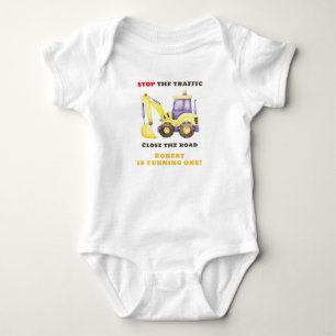 Bauwagenbagger Geburtstagspartei Baby Strampler