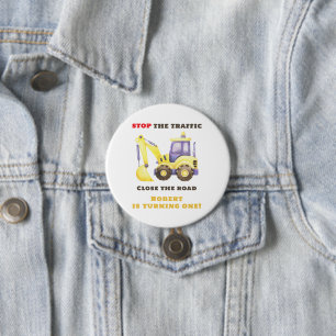 Bauwagenbagger Geburtstagspartei Button