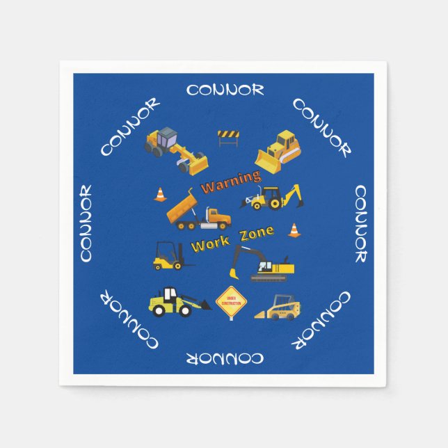 Bauwarnung Personalisiert Serviette (Vorderseite)