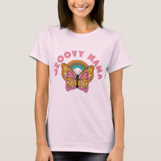 Bauweise des Groovy-Mama-Rettro-Schmetterlings T-Shirt