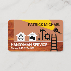 Bauwerkzeuge an der Grenze zu Holz Visitenkarte
