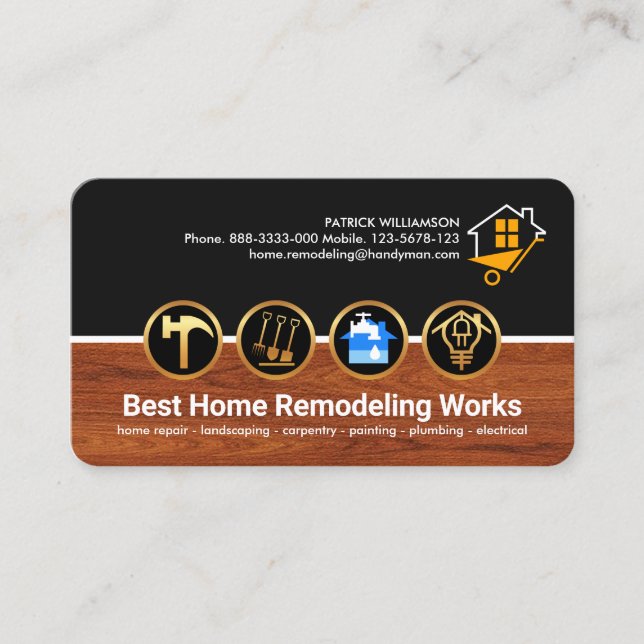 Bauwerkzeuge für Holz Visitenkarte (Vorderseite)