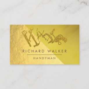 Bauwerkzeuge Handyman Gold Glitzer Black Visitenkarte
