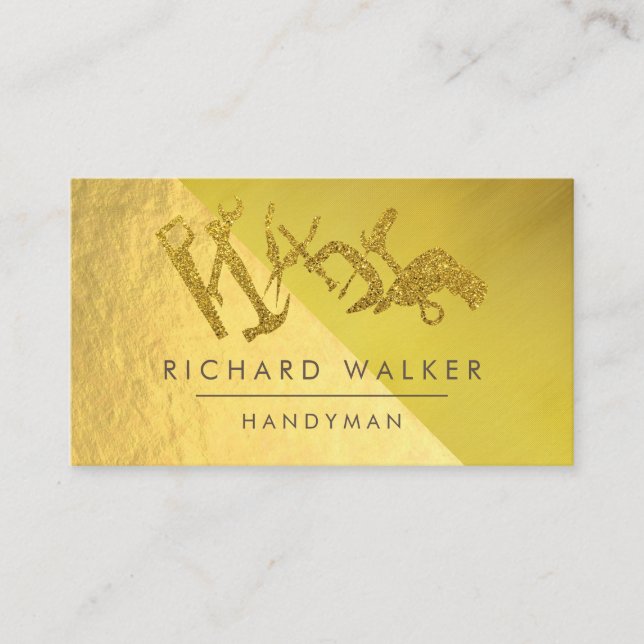 Bauwerkzeuge Handyman Gold Glitzer Black Visitenkarte (Vorderseite)