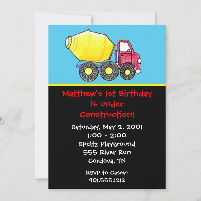 Bauwesen Geburtstagseinladungen Einladung (Vorderseite)