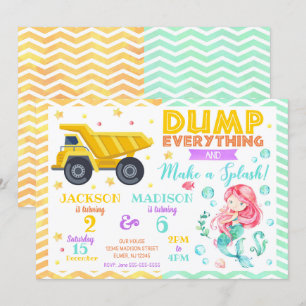 Bauwesen und Mermaid Joint Birthday Einladung