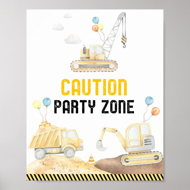 Bauzone Dump Truck Digger Geburtstag Poster (Vorne)