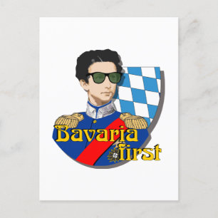 Bavaria First König Ludwig II mit Brille  Postkarte