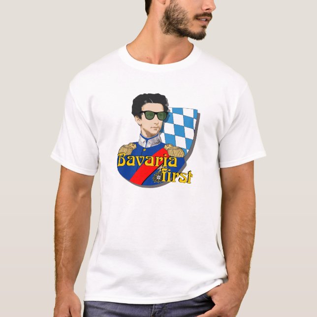 Bavaria First König Ludwig II mit Brille T-Shirt (Vorderseite)