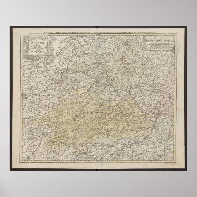 Bavaria Map, Germany Poster, Historical Map 1712 Poster (Vorne)