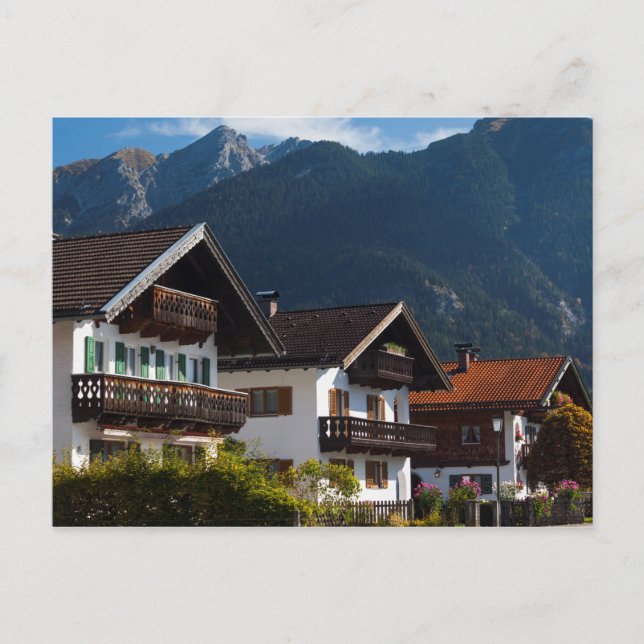 Bavarian Graffito Gebäude Postkarte (Vorderseite)