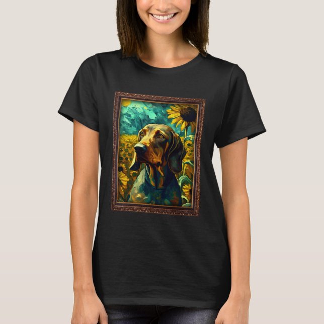 Bavarian Mountain Scent Hound Painting Sunflower F T-Shirt (Vorderseite)