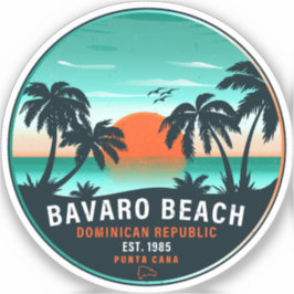 Bavaro Beach Dominican Retro Sunset Souvenir 60er Aufkleber