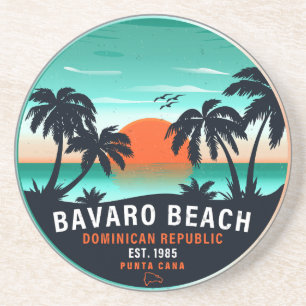 Bavaro Beach Dominican Retro Sunset Souvenir 60er Getränkeuntersetzer