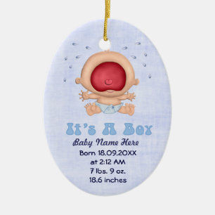 Bawling Baby - Ankündigung von Jungen Keepake Keramikornament