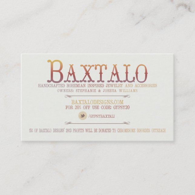 Baxtalo Entwurf Visitenkarte (Vorderseite)