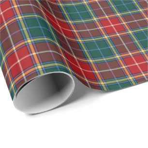 Baxter Clan Tartan Red and Dark Green Kariert Geschenkpapier