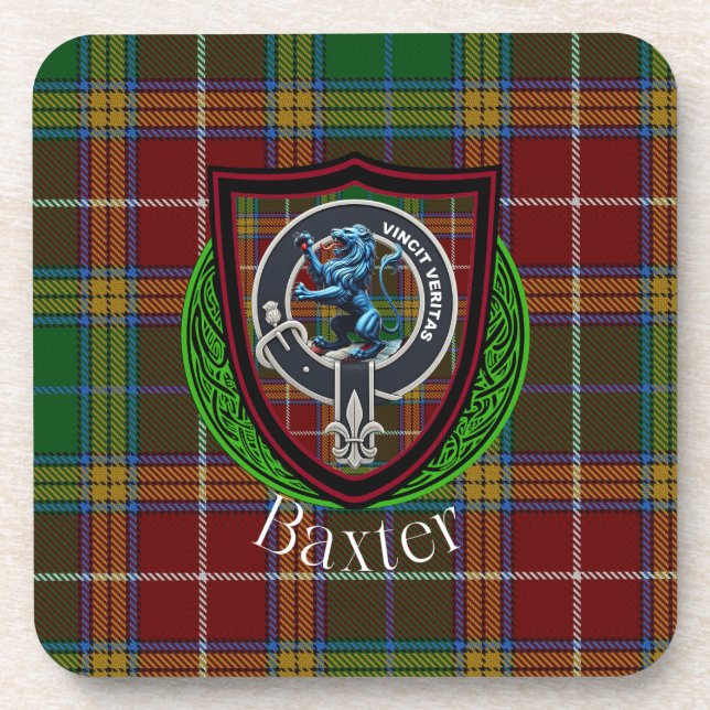 Baxter-Schottischer-Clan-Tartan & -Wappen Getränkeuntersetzer (Vorderseite)