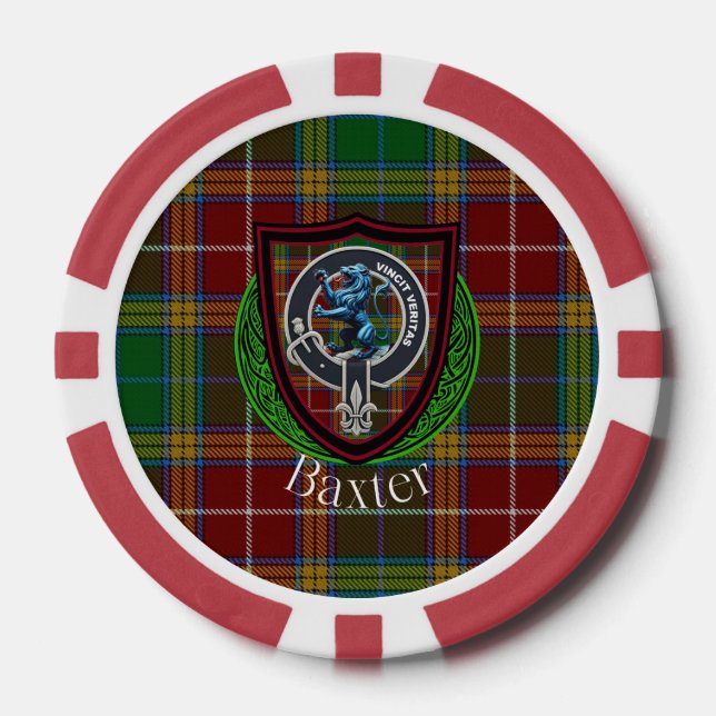 Baxter-Schottischer-Clan-Tartan & -Wappen Pokerchips (Vorderseite)