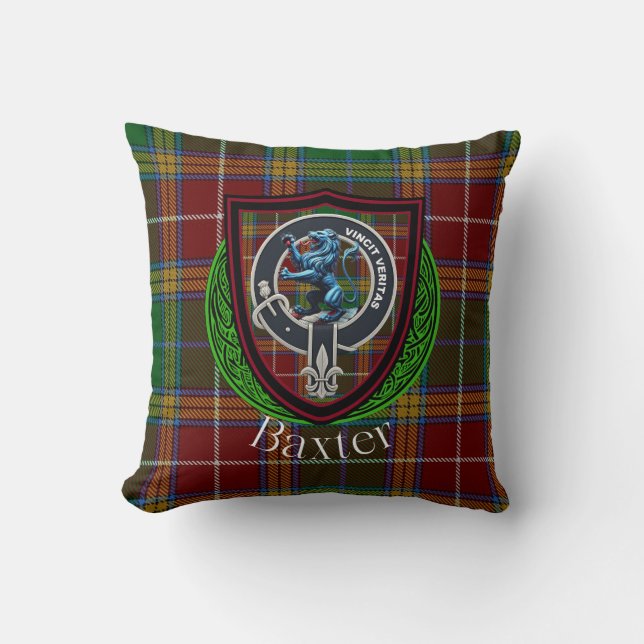 Baxter Scottish Clan Tartan & Crest Kissen (Vorderseite)