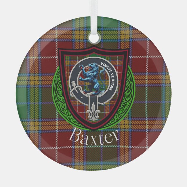 Baxter Scottish Clan Tartan & Crest Ornament Aus Glas (Vorderseite)