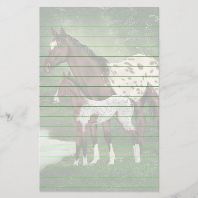 Bay and White Appaloosa Mare and Foal Print Briefpapier (Vorderseite)