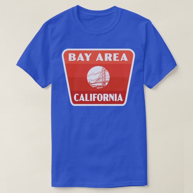 Bay Area California Retro Abzeichen Red T-Shirt (Design vorne)