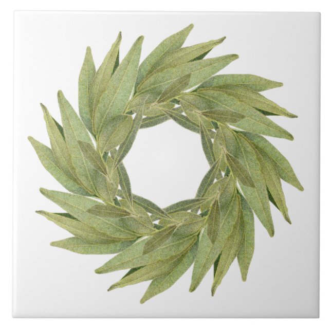 BAY BLÄTTER WREATH 6" Keramik Tile Fliese (Vorderseite)