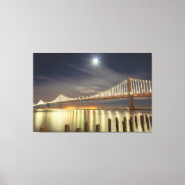 Bay Bridge bei Nacht mit Mond Leinwanddruck